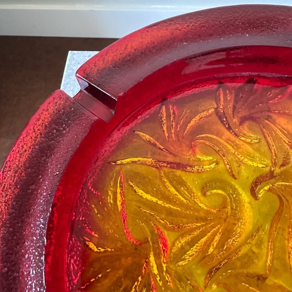 L.E. Smith Sand Scroll #6500 Amberina Glass 10” Ashtray Dish Catchall - Picture 6 of 11